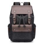 POSSOBAG Vintage Canvas Backpack Men Large Casual Rucksack for 17.3 inch Laptop College School Bag Travel Daypacks Hiking Business Vacation Camping Men Knapsack Black