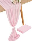 Pink Table Runner 27 x 120 inch 2 Pack Chiffon Table Runner Rustic for Wedding Arch Bridal Shower Farmhouse Boho Party Table Decoration