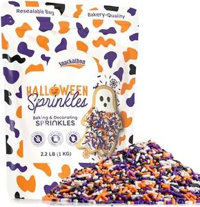 Snackathon Sprinkles for Baking & Decorating, Halloween Sprinkles, 2.2 LB Bulk Spooky Jimmies in Resealable Pouch – Orange, Black, Purple & White Colors for Cupcakes, Cookies, and Treats