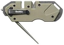 Smith’s 50980 Pocket Pal Tactical Knife Sharpener - Desert Tan - 2 Stage Sharpener & Diamond Sharpening Rod - Pocket Clip - Outdoor Hunting Knife & Hook Sharpener - Compact & Lightweight