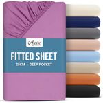 Aspire Homeware King Size Fitted Sheets - 25 cm Deep Hotel Quality (Purple) Bed Sheets - Soft & Breathable Fitted Sheets King Size - Anti-Wrinkle Easy Care Fitted Sheet