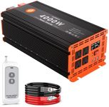 4000 Watt Power Inverter 12V DC to 110V/120V AC Converter Peak Power 8000W Car Inverter with LCD Display 2 AC Outlets USB Port Cables Included for RV,Truck,Off-Grid Solar System Remote Controller