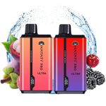 Hayati Pro Ultra 15000 Puffs Disposable Vape - 2 Pack, Visual Display Screen & Dual E-liquid Tank, Draw Activated Rechargeable Vape, 0mg Nicotine Free (Cherry Berry, Mangosteen)