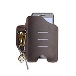 VIPERADE PJ20 Phone Holster, Universal Leather Phone Holster with Key Holder, Large Cell Phone Holster with Belt Loop, Leather Belt Phone Holster for Men (Brown)