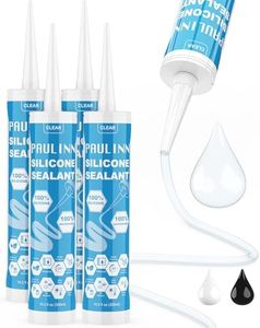 PAULINN Silicone Sealant, 100% Silicone Caulk Clear Waterproof for RV, Kitchen, Bath, General Use, Window, Door, Glass, Marine, 10.2 Oz, 4 Packs