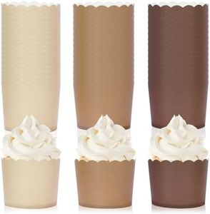 Whaline 120Pcs Brown Paper Baking Cups Scalloped Edge Cupcake Wrappers Gradient Brown Cupcake Muffin Cases for Wedding Birthday Baby Shower, 3 Colors