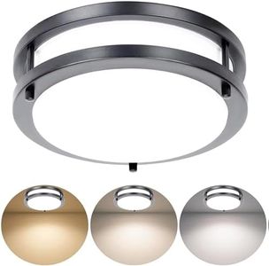 Drosbey 50W LED Flush Mount Ceiling Light Fixture, Ceiling Lights for Kitchen, Bedroom, Bathroom, Garage, Dimmable, Super Bright 5000 Lumens, 3000K/4000K/5000K Adjustable (Black), UL Listed