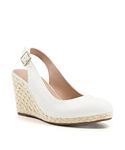 Lvemas Womens Espadrilles Wedge Sandals Closed Toe Slingback Wedges Pumps Platform Heeled Sandal, White, 8