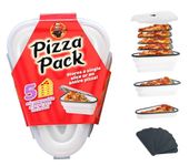 The Perfect Pizza Pack™ - Reusable Pizza Storage Container with 5 Microwavable Serving Trays - BPA-Free Adjustable Pizza Slice Container to Organize & Save Space, White