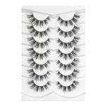 Happy Heartbeat 3D False Lashes Wispy Natural - Faux Mink Lashes Cat-Eye Handmade Luxurious Soft Fluffy Dramatic False Eyelashes 7 Pairs (No.199)