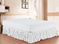 Elegant Comfort Luxurious Premium Quality 1500 Premier Wrinkle and Fade Resistant Hotel Quality Microfiber Multi-Ruffle Bed Skirt - 13inch Drop, Twin, White