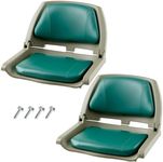 Garvee 2 Pack Boat Seats, Molded Low Back Fishing Boat Chairs, Flip-Up Jon Boat Seats, Bass Boat Cabin Seating for Speedboat, Canoe, Sightseeing Boats, Green