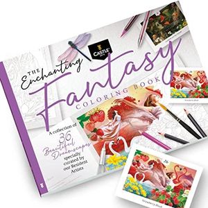 Castle Arts - Livre de coloriage Fantasy | 36 paysages fantastiques sélectionnés par nos artistes pour rêver | Guide de référence des couleurs | Papier épais de qualité | Format paysage A4 à encadrer