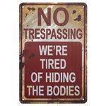 JelyArt Halloween Funny Metal Signs Cool Yard Sign No Trespassing Funny Signs, Garden Yard Signs Outdoor Private Property Yard Retro Old Craft Vintage Decor