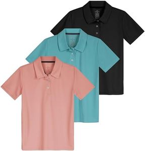 3 Pack Polo Shirt Black Shirts Pink Navy Blue White Girls Uniform Yellow Kids Golf Girls Red Tshirts Juniors Short Sleeve Niñas, 6-7