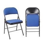 ARIANA HOMEWARE Folding Chairs Padded Fabric Seat - Heavy Duty Metal Frame - Multi-Purpose Foldable Backrest Chair - Easy Fold & Store Cushioned Seats (Blue, 1 x Chair)