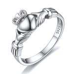 ChicSilver Claddagh Ring for Women Sterling Silver Rings Irish Love Heart Promise Rings Engagement Wedding Celtic Jewelry for women