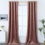 STYLOCASA Suede Velvet Plain Blackout Door Curtains for Living Room Bedroom Thermal Insulated Room Darkening Curtain - 10 Feet Long, Rose Gold, Set of 2 Pieces