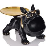 XMGZQ French Bulldog Statue and Figurines,French Bulldog Storage Decoration,Bulldog Bowl with Tray,Key Bowl for Entryway Table,Candy Dish for Office Desk,English Bulldog Tray