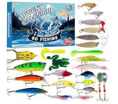 Fishing Christmas Countdown Advent Calendar, Christmas Countdown 24 Days Fishing Set, 2024 Xmas Surprise Gift, 24 Day Fishing Lure Countdown Calendar for Adult Men Teen (D)