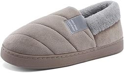 LACOFIA Men's Closed Back Slippers Adult Winter Warm House Slipper Shoes with Anti-Slip Indoor/Outdoor Sole Brown 5/6