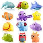 Bath Toys for Toddlers 18 Months, 12 PCS No Hole Mold Free Baby Animal Bathtub Toys for Boys Girl