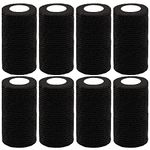 BQTQ 8 Rolls Cohesive Bandage 4 Inch Self Adherent Sport Wrap Tape Stretch Bandage Wrap Athletic Tape for Human and Animals Ankle Sprains Swelling, Black