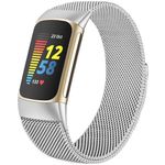 PUUJIE Compatible with Fitbit Charge 6/Charge 5 Bands for Women Men, Adjustable Metal Mesh Milanese Loop Straps Replacement for Fitbit Charge 6/Charge 5 Advanced Fitness