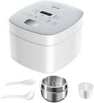 Novaspark Low Carb Rice Cooker Stainless Steel Inner Pot, Mini Stainless Steel Rice Cooker Small 5 Cup, LED Display Low Sugar Rice Maker, 24H Timer and Auto Keep Warm, White Rice/Porridge/Oatmeal, White