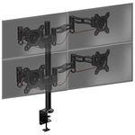 Duronic DM354 Quad Four LCD LED Desk Mount Arm Monitor Stand Bracket with Adjustability (Tilt ±15°|Swivel 180°|Rotate 360°)