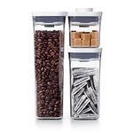 OXO 11236300 New Good Grips 3 Piece Slim Canister Set Rectangle POP, Plastic, Clear