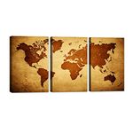 PAPER PLANE DESIGN World Vintage Map Multiple Frames Wall Art Panels Frame Canvas painting Modern Wall Art (WORLD)