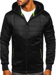 BOLF Men's Lightweight Jacket Transitional Outerwear Hoodie Zip Sport Urban Style J.Style KS2149 Black XXL [4D4]