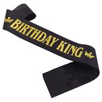 Birthday Queen Sash,Girl Birthday Party Decoration Supplies,Birthday Gift for Men(Black-Gold)