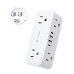 TROND 360° Rotating Outlet Extender Surge Protector, PD 20W USB C Adapter, 6 Outlets 4 USB Ports Multi Plug Outlet Splitter, Wall Power Extension Indoor, Bathroom Office School Dorm Travel Essentials