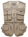Flygo Mens Summer Outdoor Work Safari Fishing Travel Photo Vest with Pockets (X-Small, Beige-mesh)