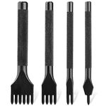 Easusy 4 Pcs Prong Lacing Stitching Punch, 1/2/4/6 Leather Punch Tools Leather Stitching Punch DIY Leather Craft (Black/4mm)