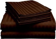 Twin Size Sheet Set - 4 Piece Set - Bed Sheets Twin Fitted - Deep Pockets - Easy Fit - Bed Sheets Twin Size Set - Stripe Brown Chocolate Bed Sheets - Twins Sheets - 4 PC - Chocolate Stripe