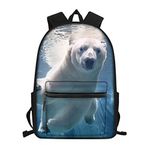 Backpack Polar Bear Animal Print School Book Bags for Kids Boys Girls Casual Daypack