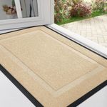 Homaxy Door Mat, Rubber Backed Non Slip Door Matts Indoor, Dirt Trapper Absorbent Mats, Washable Front Doormat Outdoor, Heavy Duty Floor Mat for Entrance, Kitchen and Garden, 43 x 76 cm, Beige