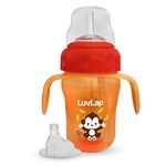 LuvLap Banana Time 210ml Anti Spill, Interchangeable Sipper / Sippy Cup with Soft Silicone Spout and Straw BPA Free, 6m+ (Orange)