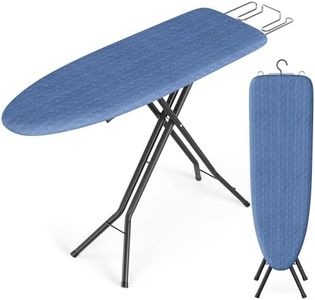 SONGMICS HOME Ironing Board, Foldable Iron Board, Height Adjustable up to 35 Inches, with 4 Layered Cover and Pad, Iron Rest, Hook, Steel X-Legs, for Home, Laundry Room, Dorm, Midnight Blue ULLB001Q01