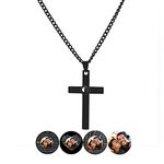 Personalized Cross Photo Projection Necklace for Men Customized Photo Cross Pendant Necklace for Husbands Custom I Love You Necklace 100 Languages Gift for Father's Day