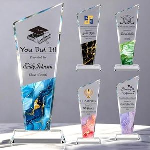 Custom Crystal Award Trophy with Logo, Personalized Corporate Recognition Plaque, Employee of the Month Award, Retirement Gift, Sports Champion 1st Place Award, Principal Thank You Gift (Style1)