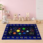 Zacoo Kids Playroom Rug ABC Alphabet Educational Rug for Playroom Baby Play Mat for Floor Solar System Thick Non Slip Boy & Girl Area Rugs Learning Carpet for Baby Kids Bedroom Classroom Rugs, 5x7 FT