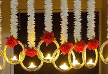 Divyakosh Set of 5 Wall Hangings for Home Decoration, Diwali Lights, Home Living Décor, Handmade Diwali Decoration Psychedelic Wall hangings, Door Valance Hanging with LED T Lights for Wedding Décor