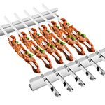 Barbecue Skewer, BearMoo 17” Stainless Steel Shish Kabob Skewers – 0.35” Width Flat BBQ Metal Skewers for Grilling (Set of 6 Skewers + 2 Grill Racks + 1 Handy Storage)