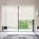 ZY Blinds Cordless Solar Window Shades, 74" W x 36" H Inches Off White, Upgrade Free-Stop Cordless Light Filter UV Protection Water Proof Roller Blinds for Windows, French Door, Sliding Door