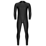 Freebily Men's Turtleneck Spandex Long Sleeve One Piece Dancewear Unitard Leotard Bodysuit Black Medium