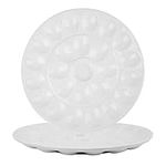 Foraineam 2 Pack 12.6 Inches Porcelain Deviled Egg Tray/Platter, White Egg Dish with 25 Compartments